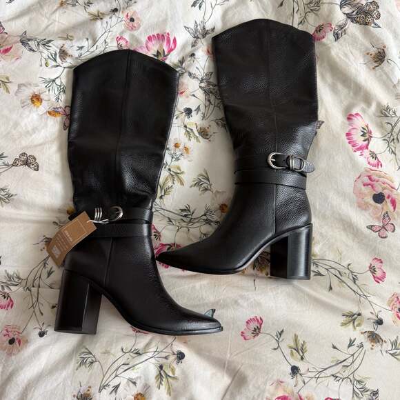Dolce Vita Shoes - Dolce Vita Tyrone Black Pebbled Leather Knee High Boots Size 7